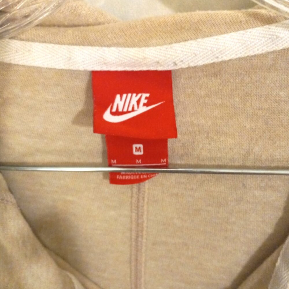 Nike Just Do It Hoodie Mens M Beige Full Zip Lightweight Sweatshirt 726057-140 - Picture 4 of 11